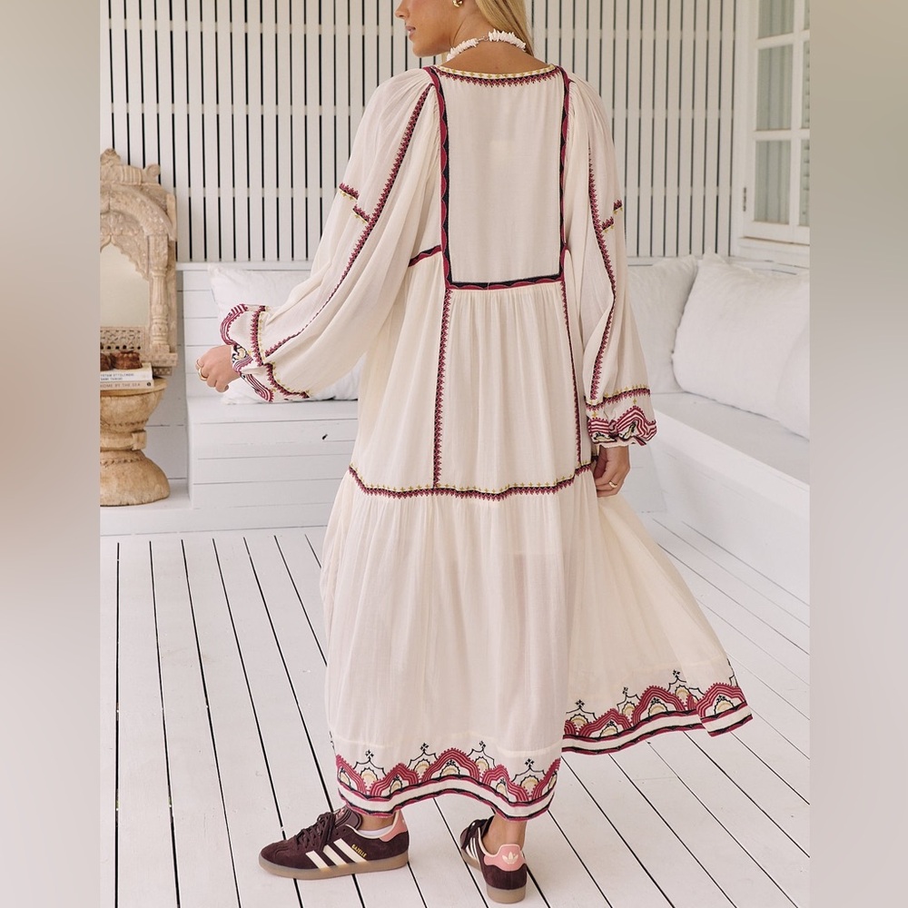Free People Sweet Escape Midi Embroidered Bohemian Dress Size Medium ~ NWOT - Picture 11 of 12